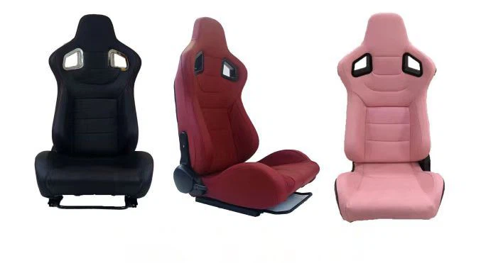Berbaring Kulit PVC Dual Slider Racing Bucket Seat
